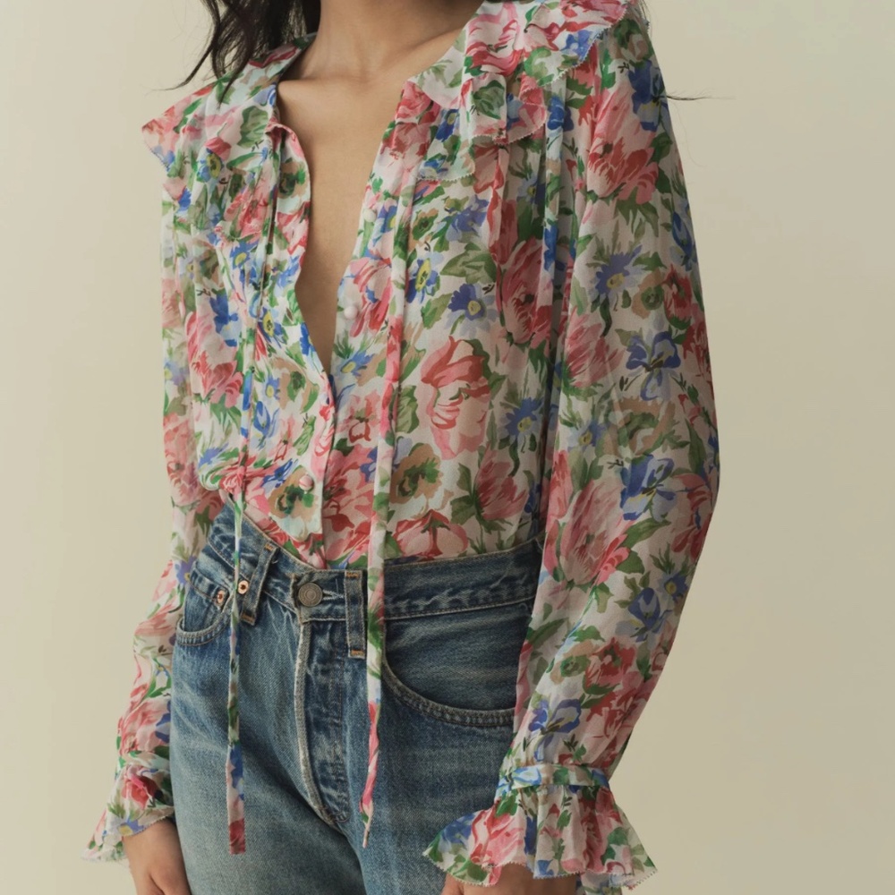 Doen Solange Silk Floral Top - Small